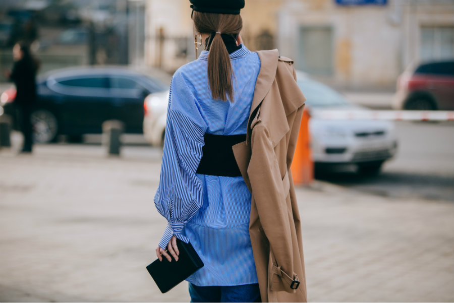 blue streetstyle look Fashion Week Russia